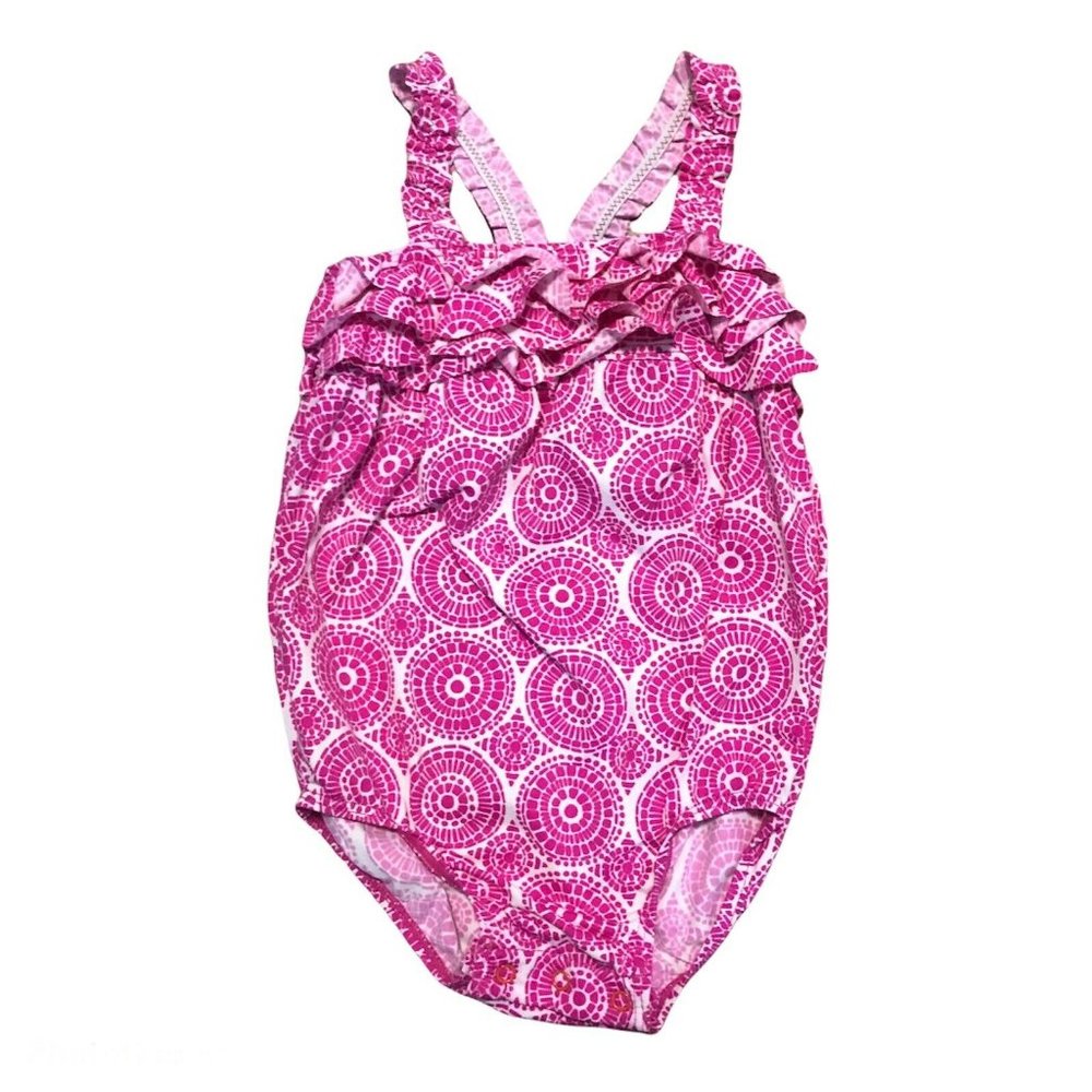Hatley Baby Girl Romper 6-12M Pink White Polka Dot Ruffle Snap Closure
